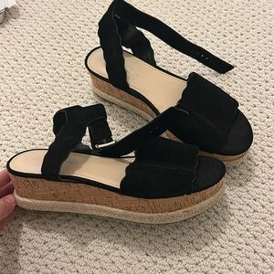 Marc Fisher black suede wedges